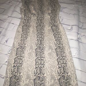 Calvin Klein Black and Cream Snake-Print Midi Dress